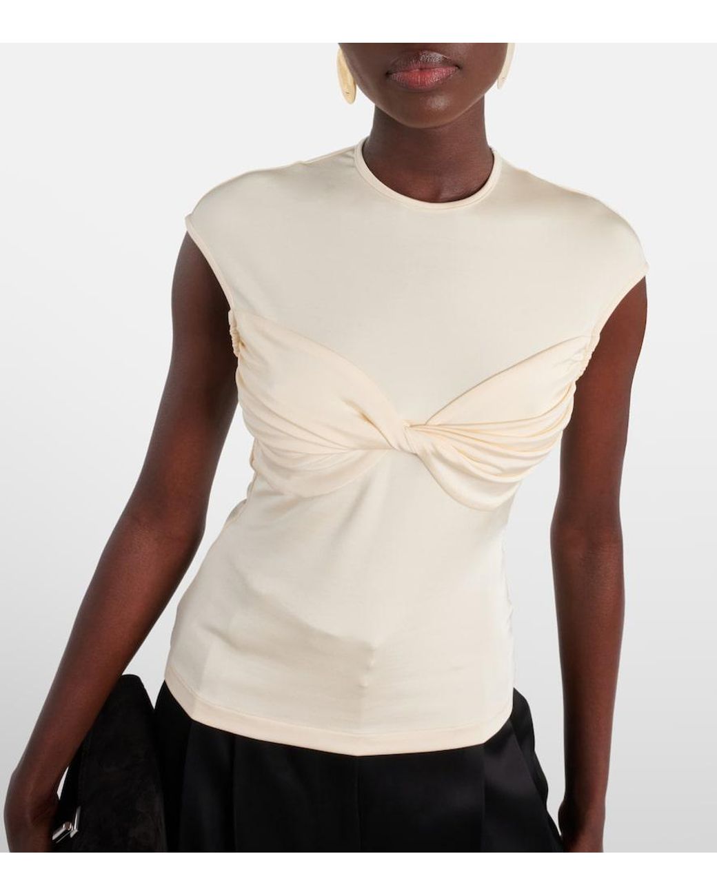 TOVE Natural Paola Gathered Jersey Top