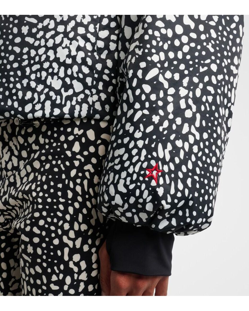 Perfect Moment Black Bubble Leopard-Print Down Ski Jacket