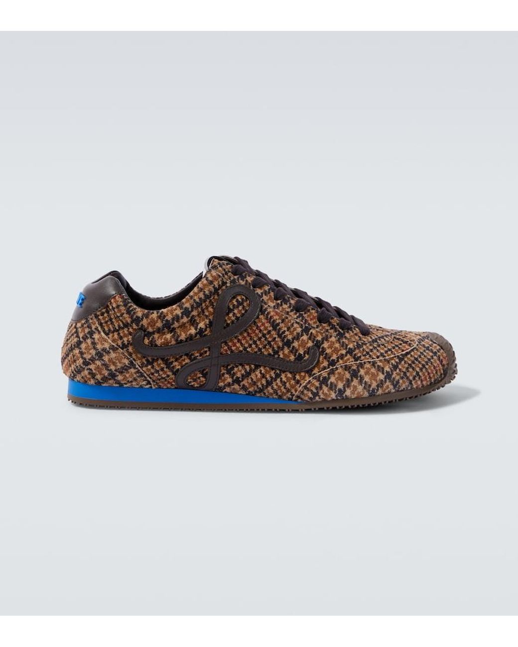 Loewe Brown Ballet Runner 2.0 Leather-trimmed Checked Wool Sneakers for men