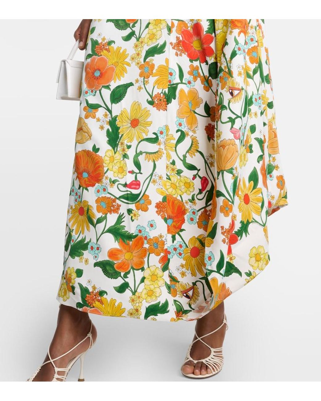 Stella McCartney Metallic Caped One-Shoulder Cady Gown