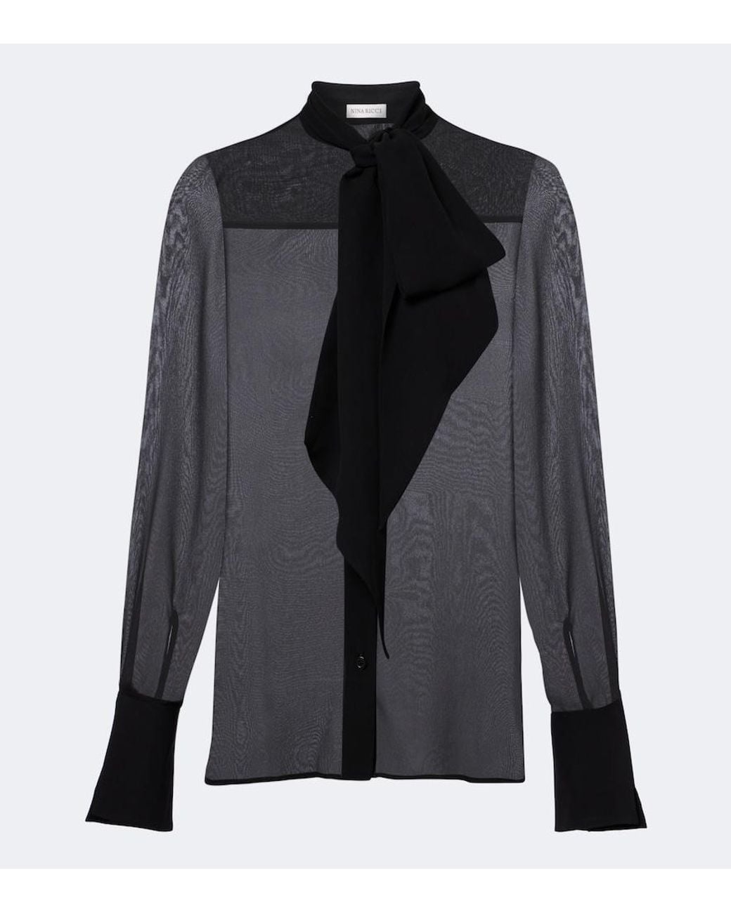 Nina Ricci Black Silk Chiffon Blouse