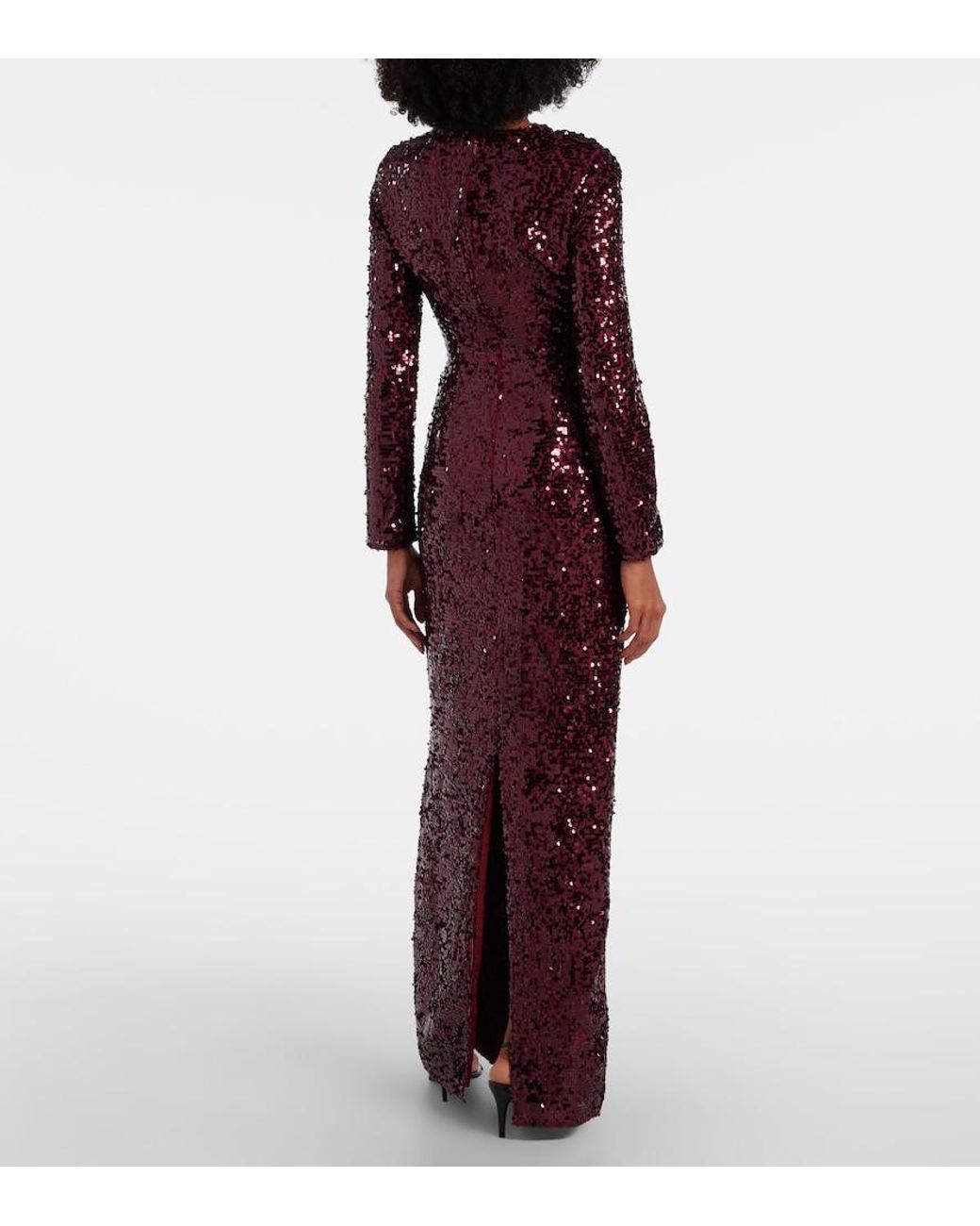 Erdem Purple Draped Sequined Gown
