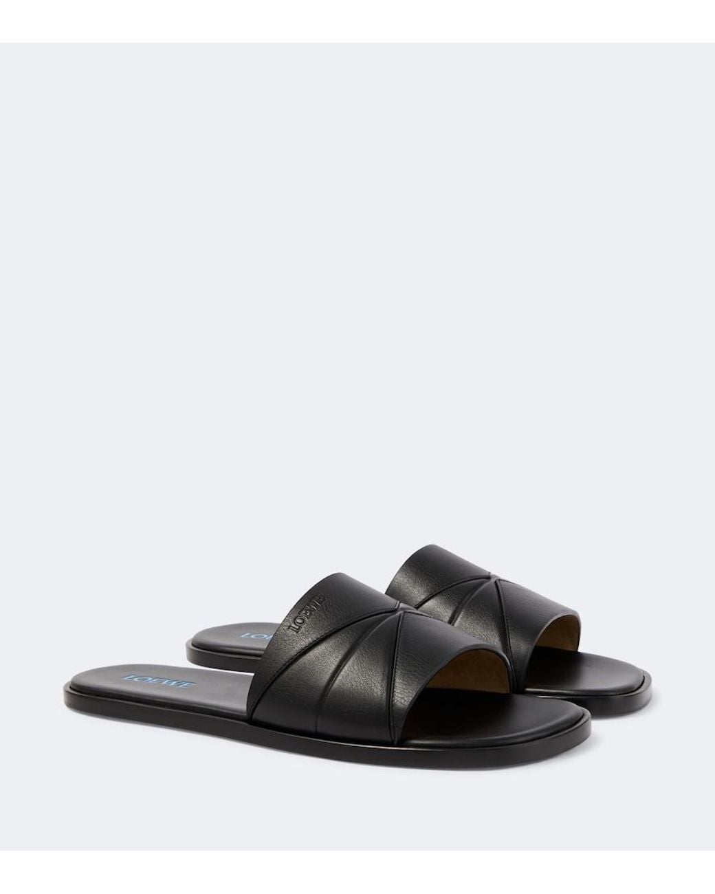 Loewe Black Origami Leather Slides for men