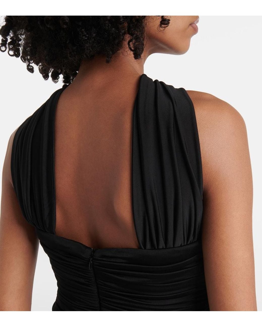 The New Arrivals Ilkyaz Ozel Black Samsara Ruched Strapless Gown