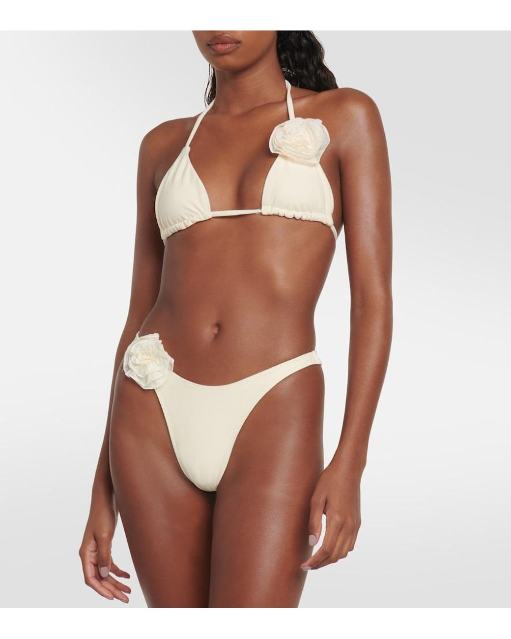 SAME White Applique High-Leg Bikini Bottoms