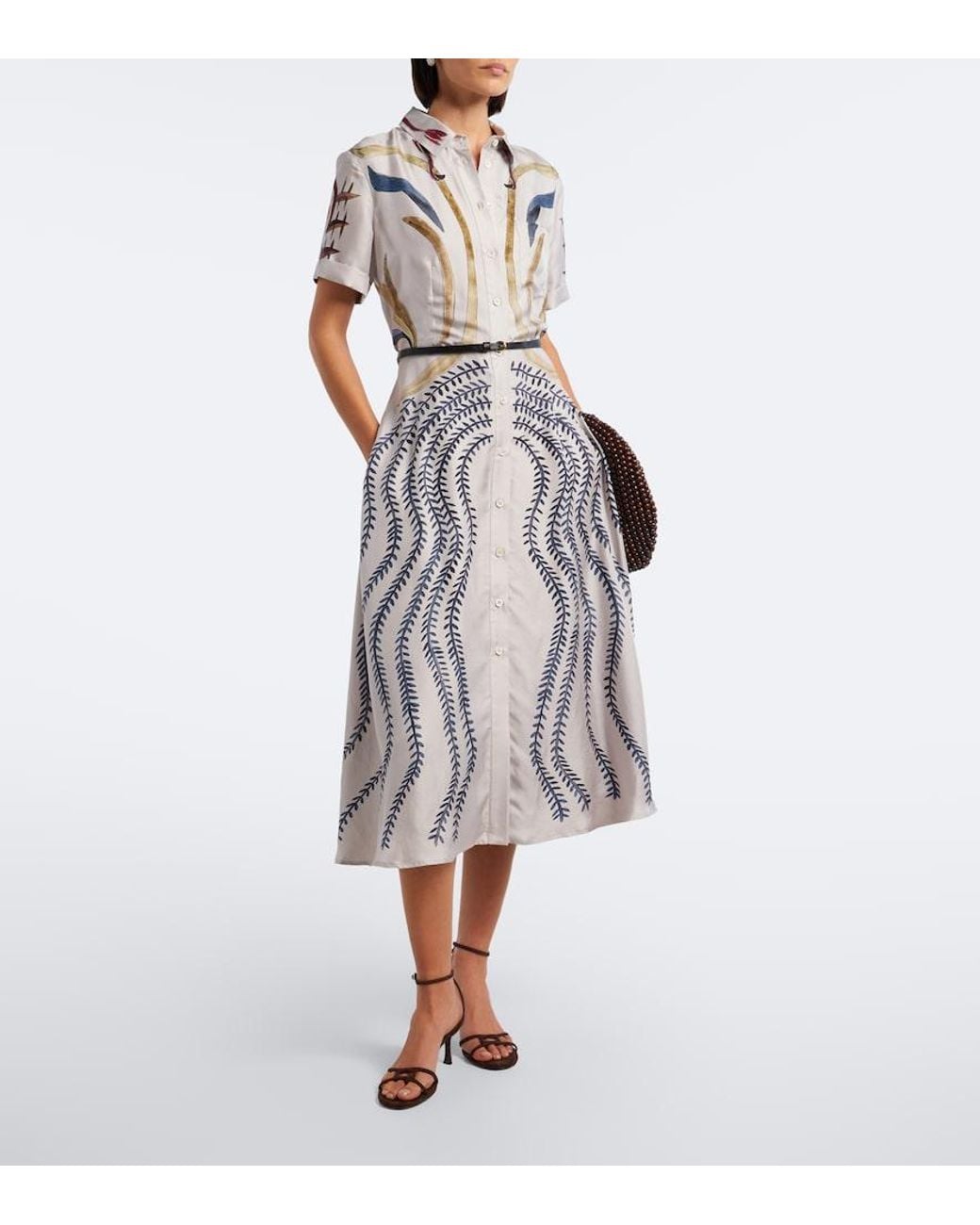 Altuzarra Gray Kiera Belted Printed Silk Shirt Dress