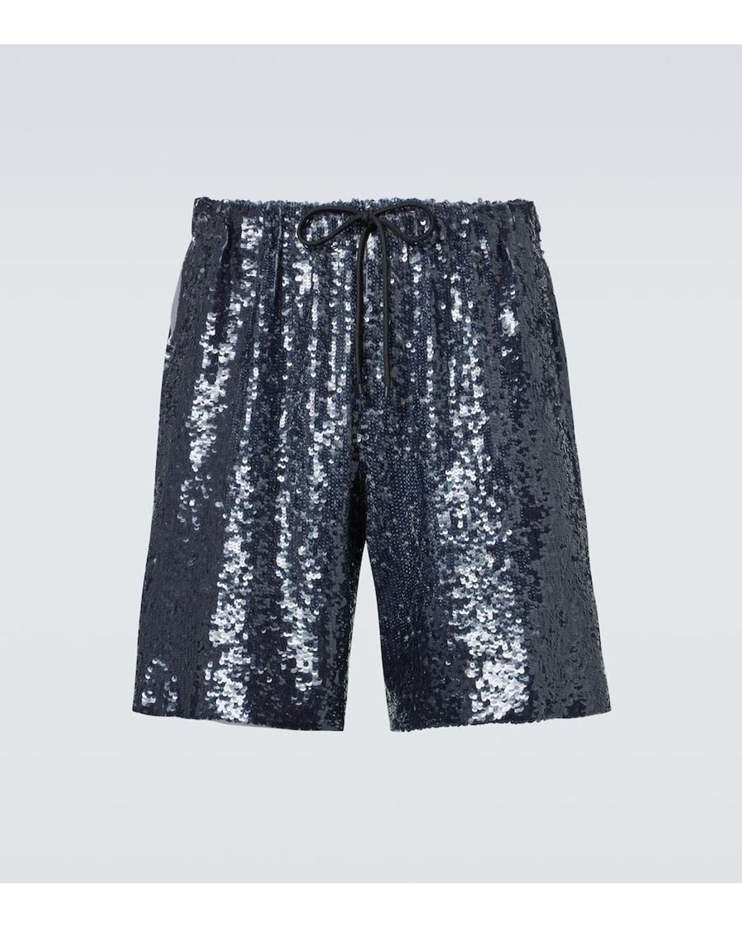 Dries Van Noten Blue Sequined Bermuda Shorts for men