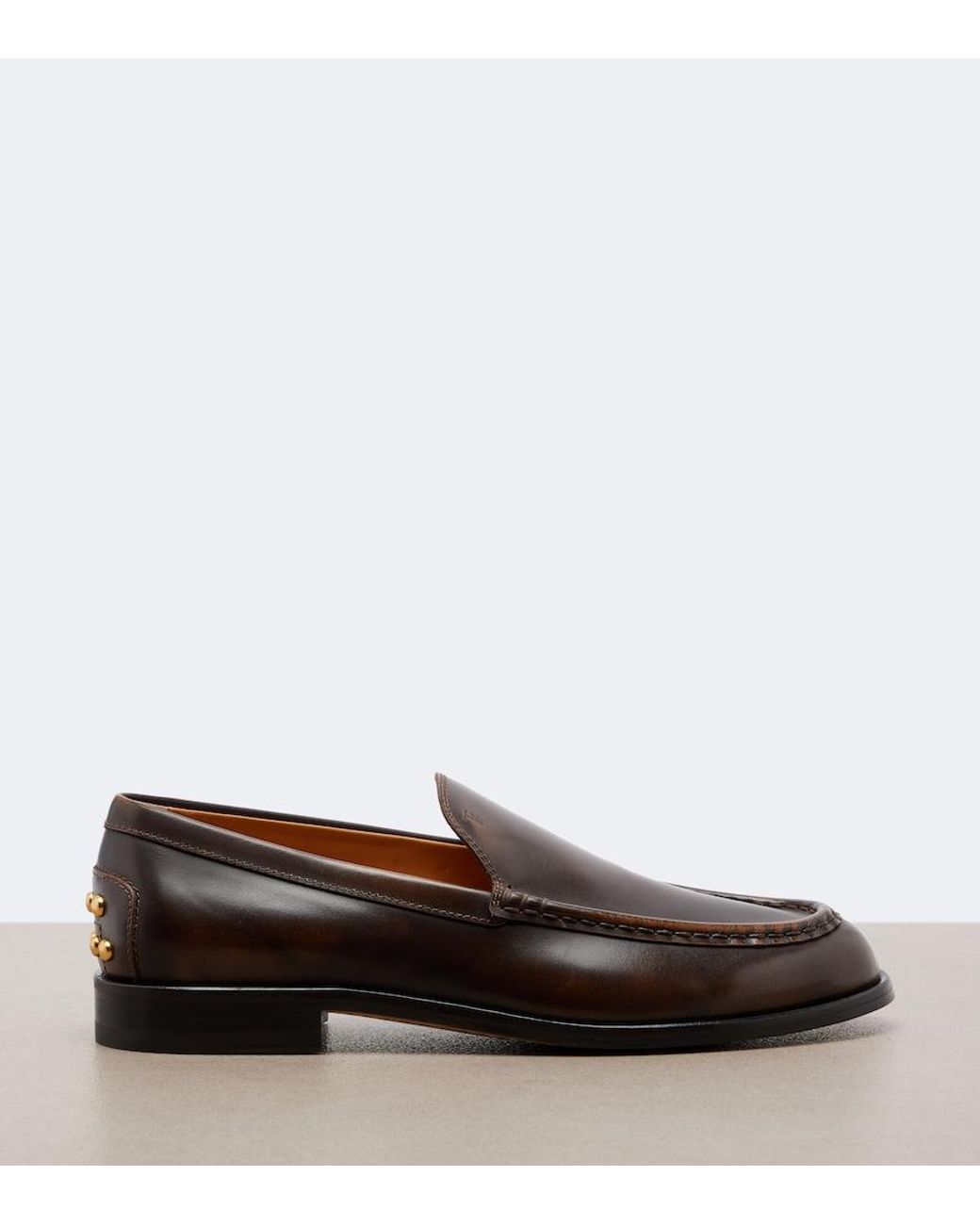 Tod's Brown Studded Leather Loafers