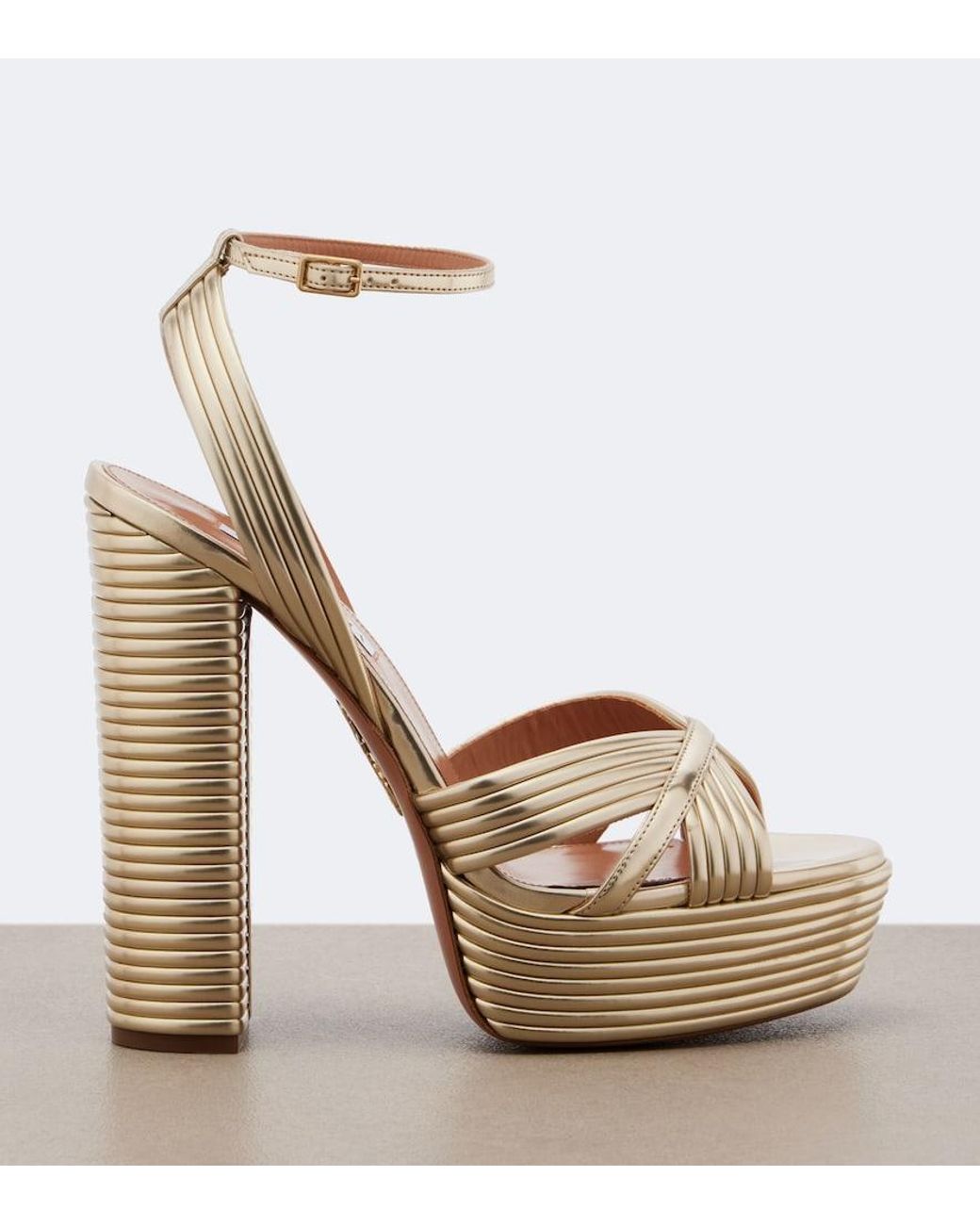 Aquazzura Metallic Sundance Leather Platform Sandals