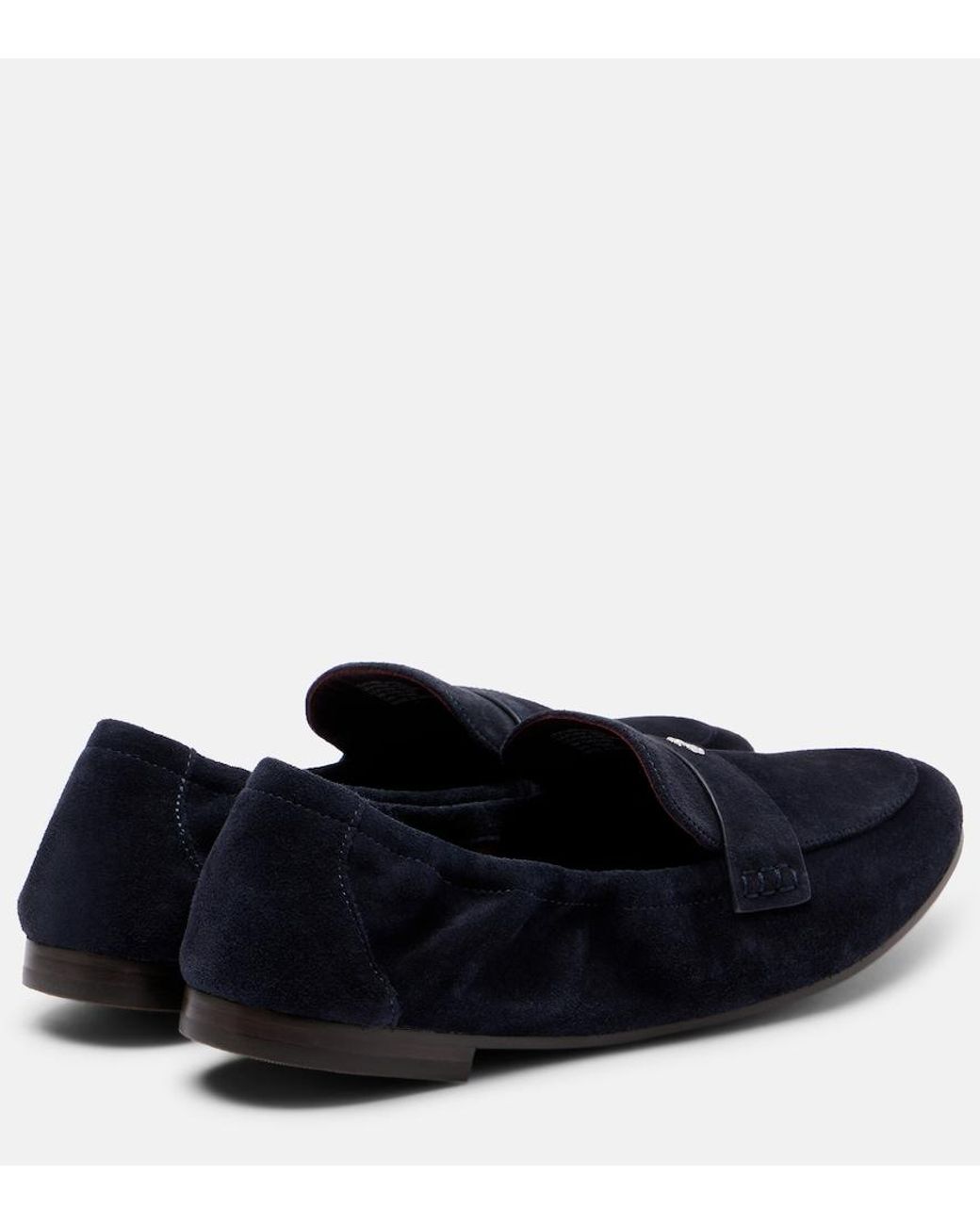 Tory Burch Blue Logo Suede Loafers