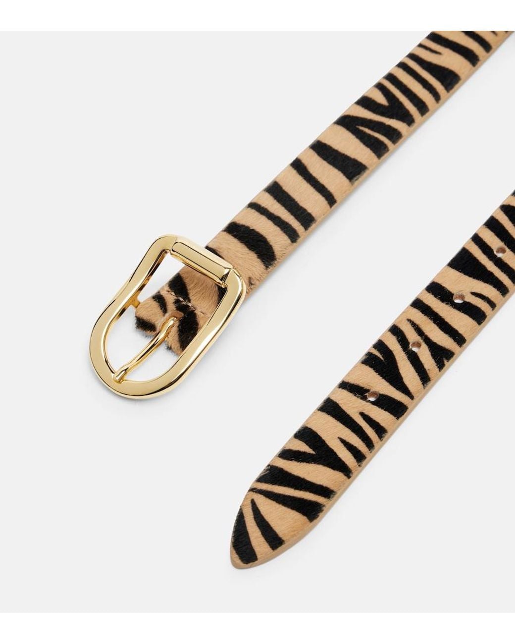DEHANCHE Natural Mija Zebra-Print Calf Hair Belt