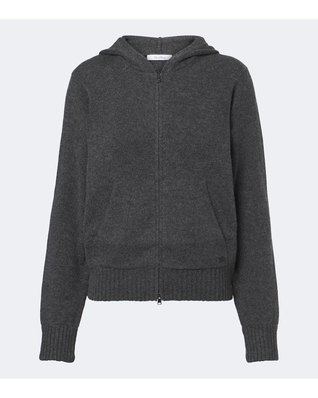 Max Mara Gray Cashmere Zip-Up Hoodie