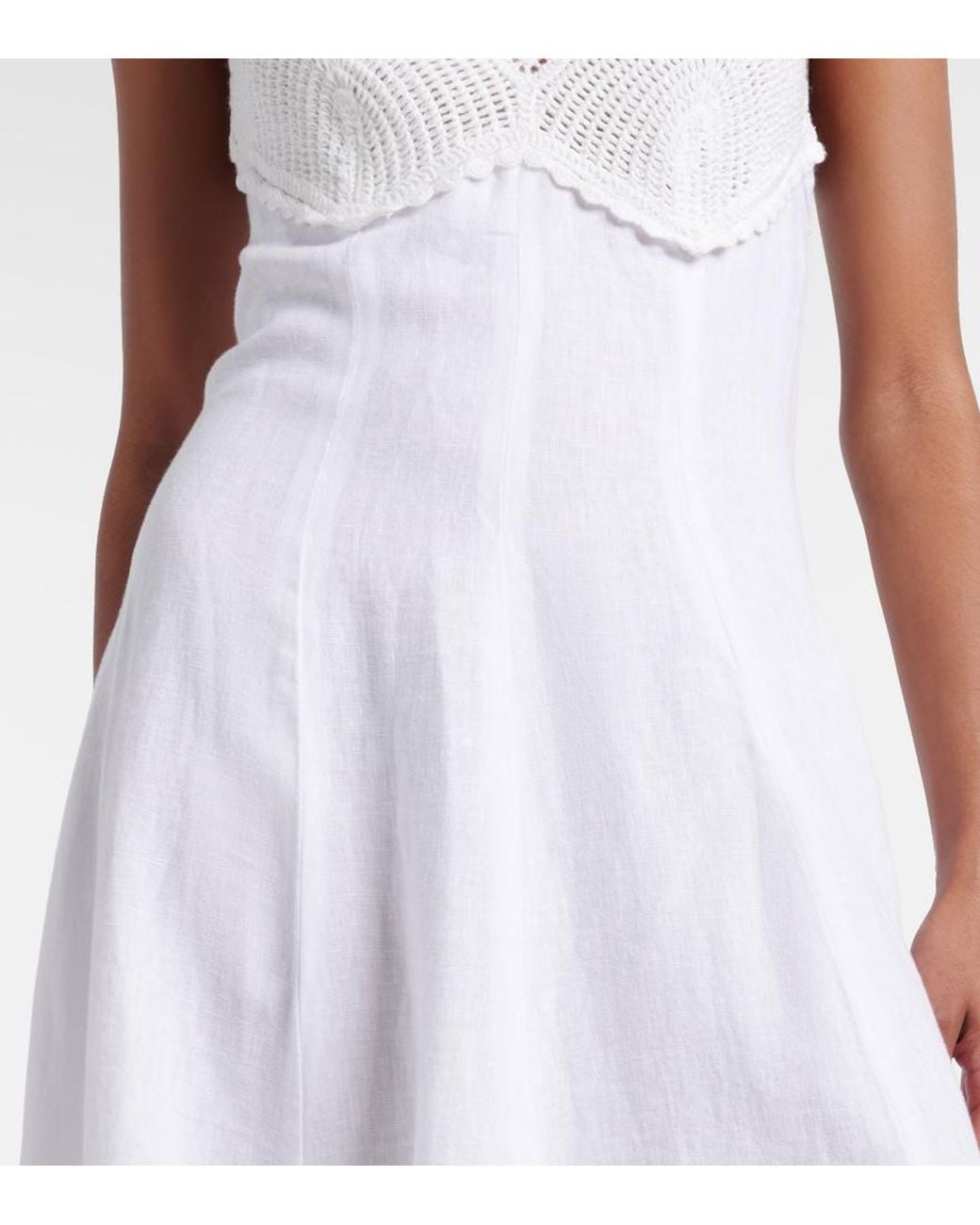Polo Ralph Lauren White Crocheted Linen Midi Dress