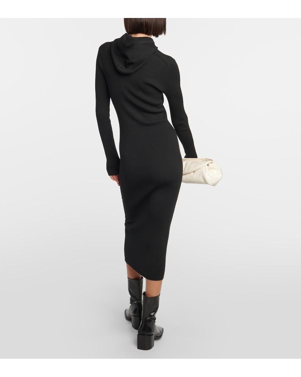 Jil Sander Black Wool-Blend Midi Dress
