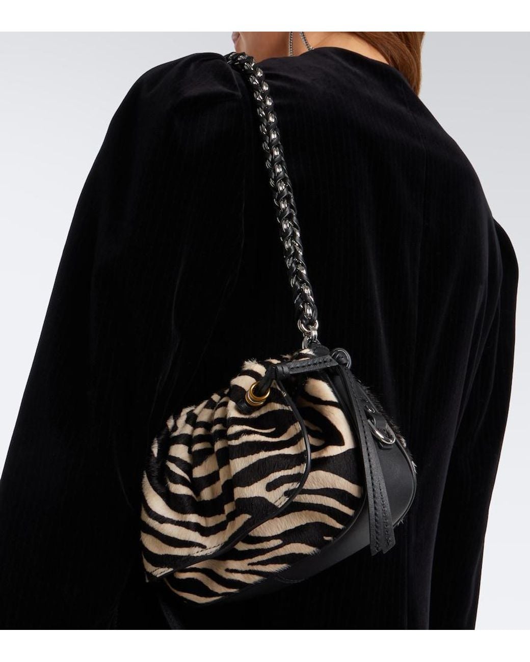 Isabel Marant Black Bolton Xs Calf Hair And Leather Shoulder Bag