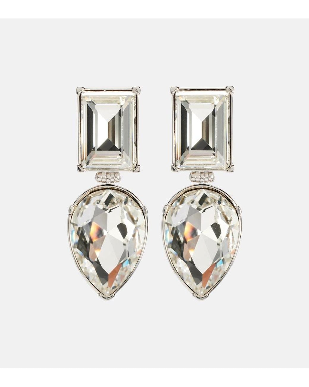 McQueen White Cocktail Crystal-Embellished Earrings