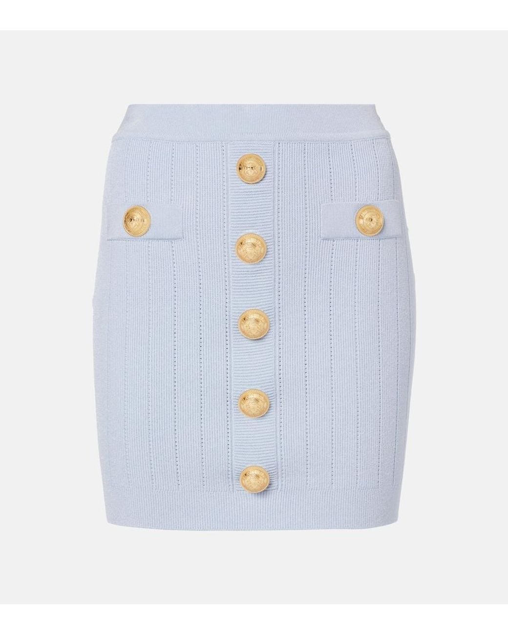 Balmain Blue Knitted Miniskirt