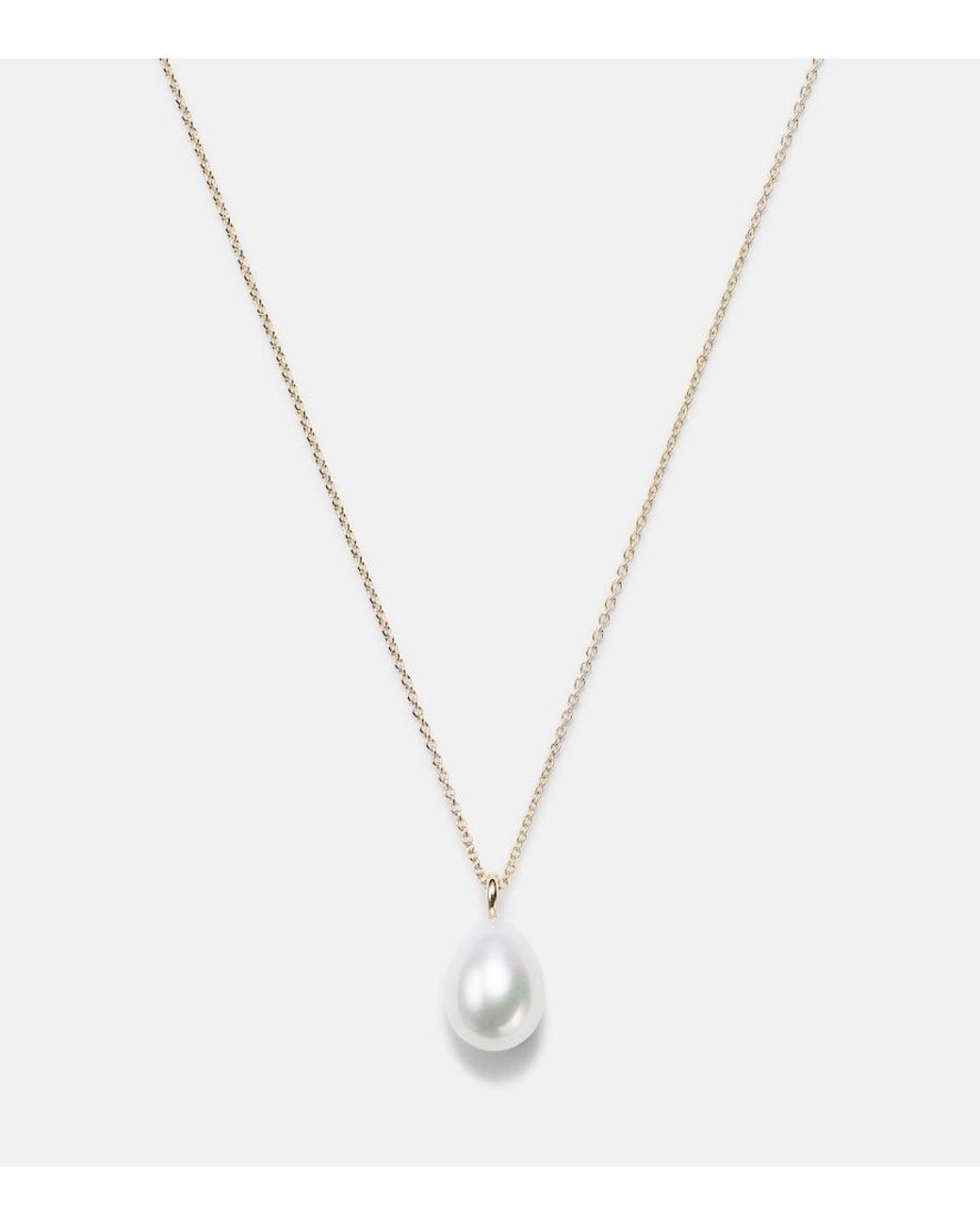 Sophie Bille Brahe White Perle Poire Simple 14Kt Necklace With Freshwater Pearls