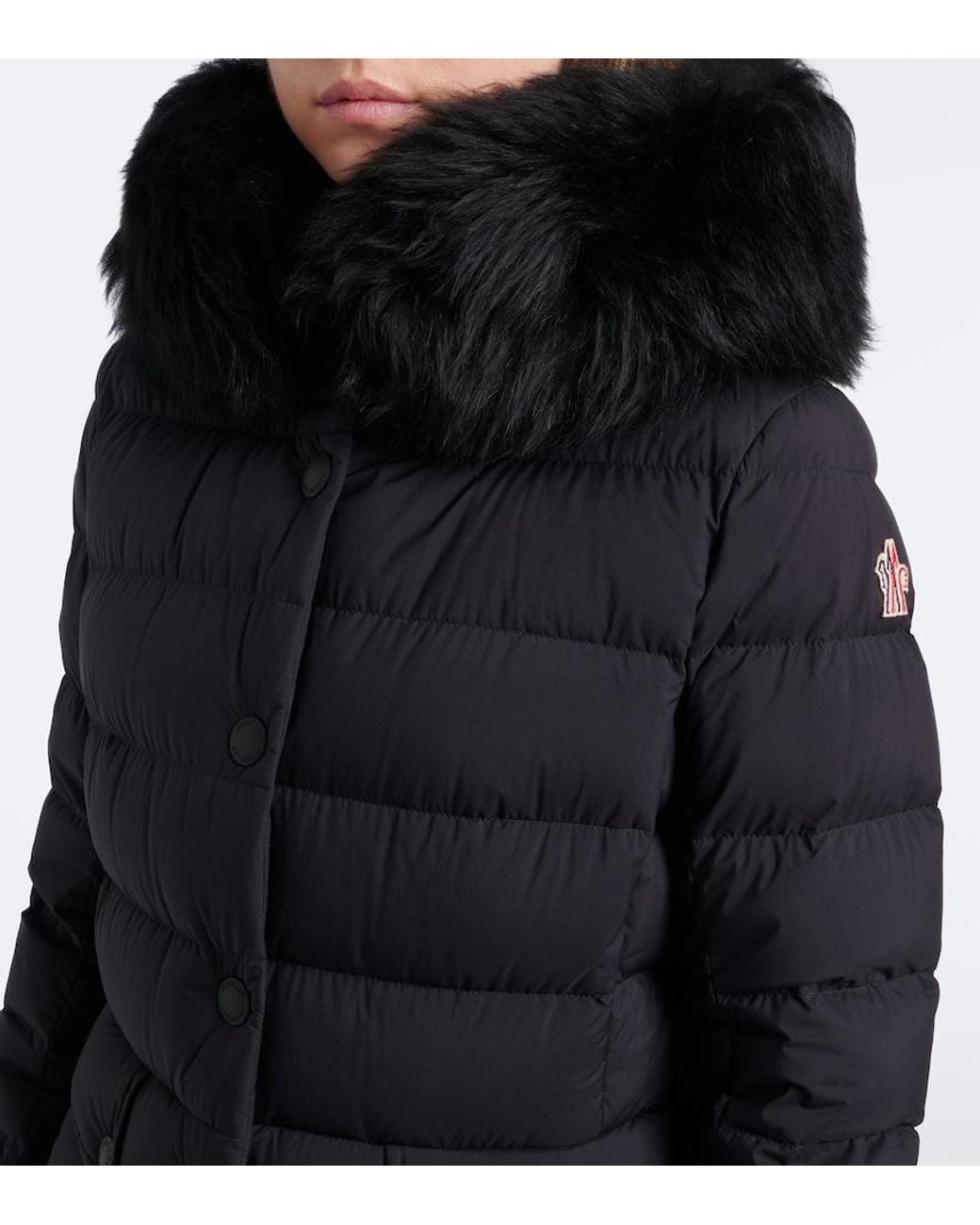 Moncler Black Armoniques Shearling-Trimmed Ski Jacket