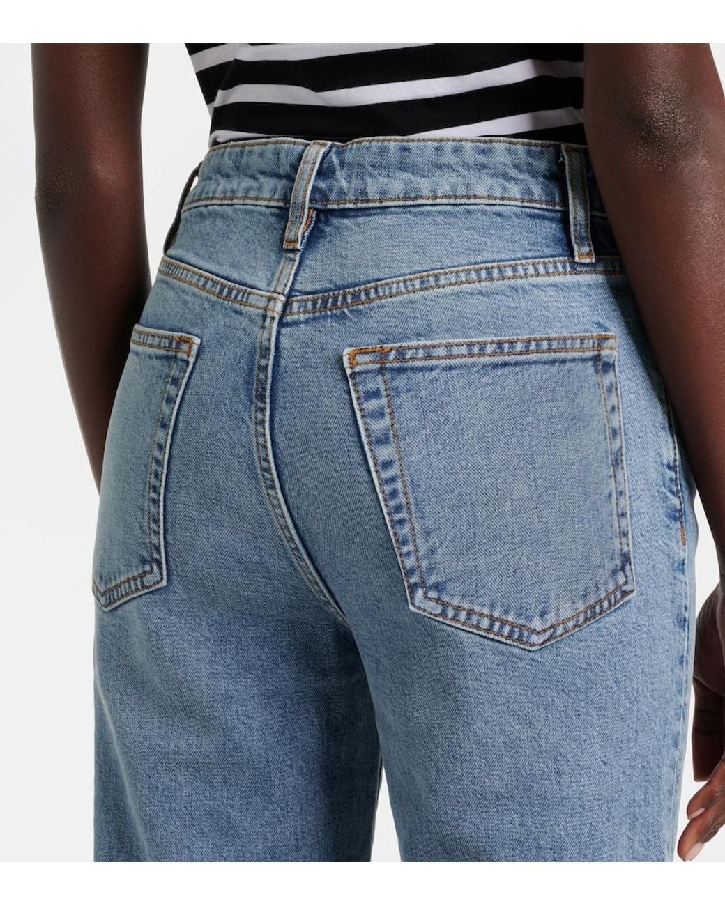FRAME Blue Arrow High-Rise Flared Jeans