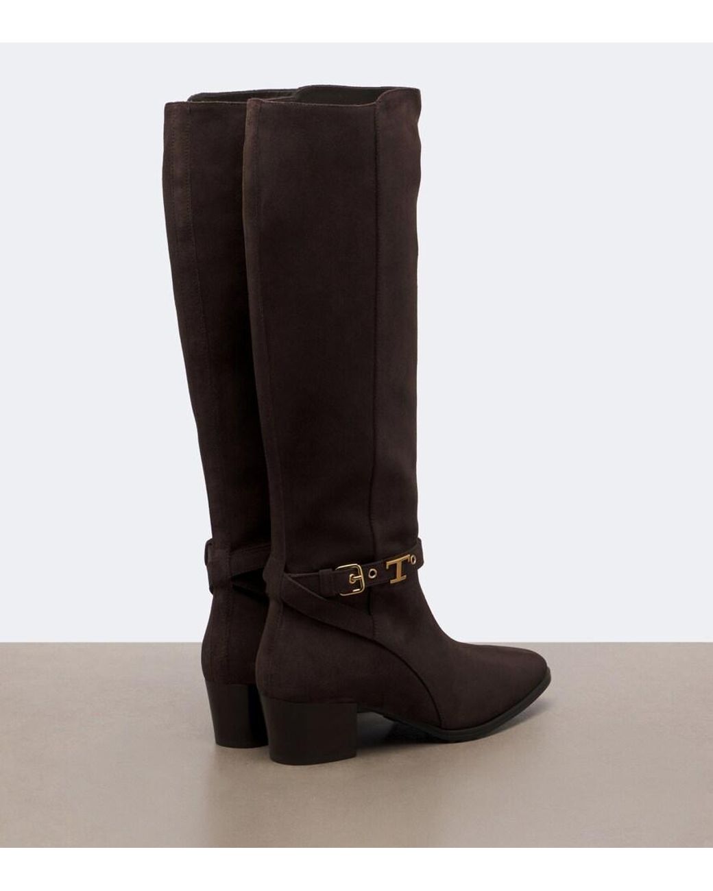 Tod's Brown T Timeless Suede Knee-High Boots