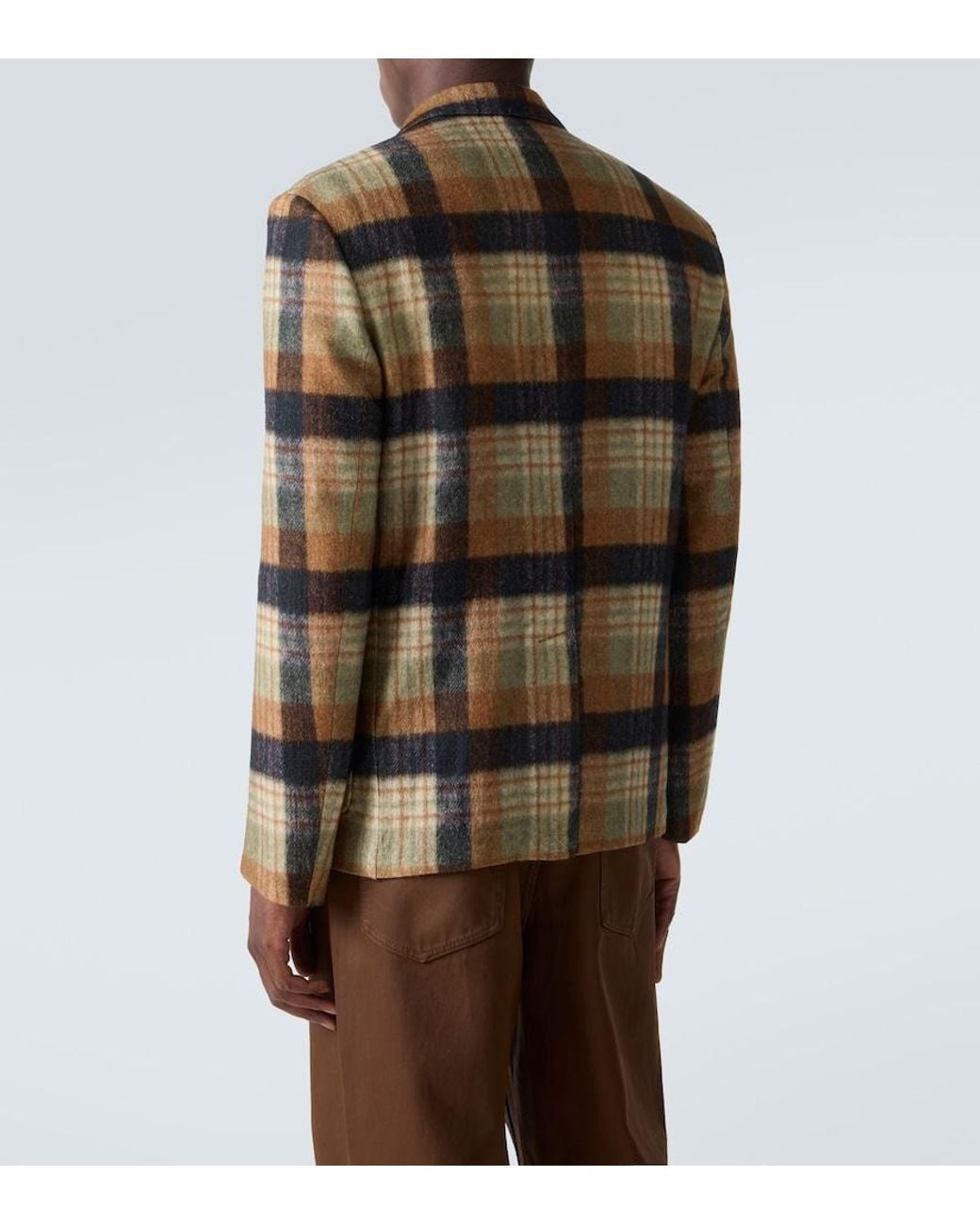 Dries Van Noten Brown Checked Wool Blazer for men