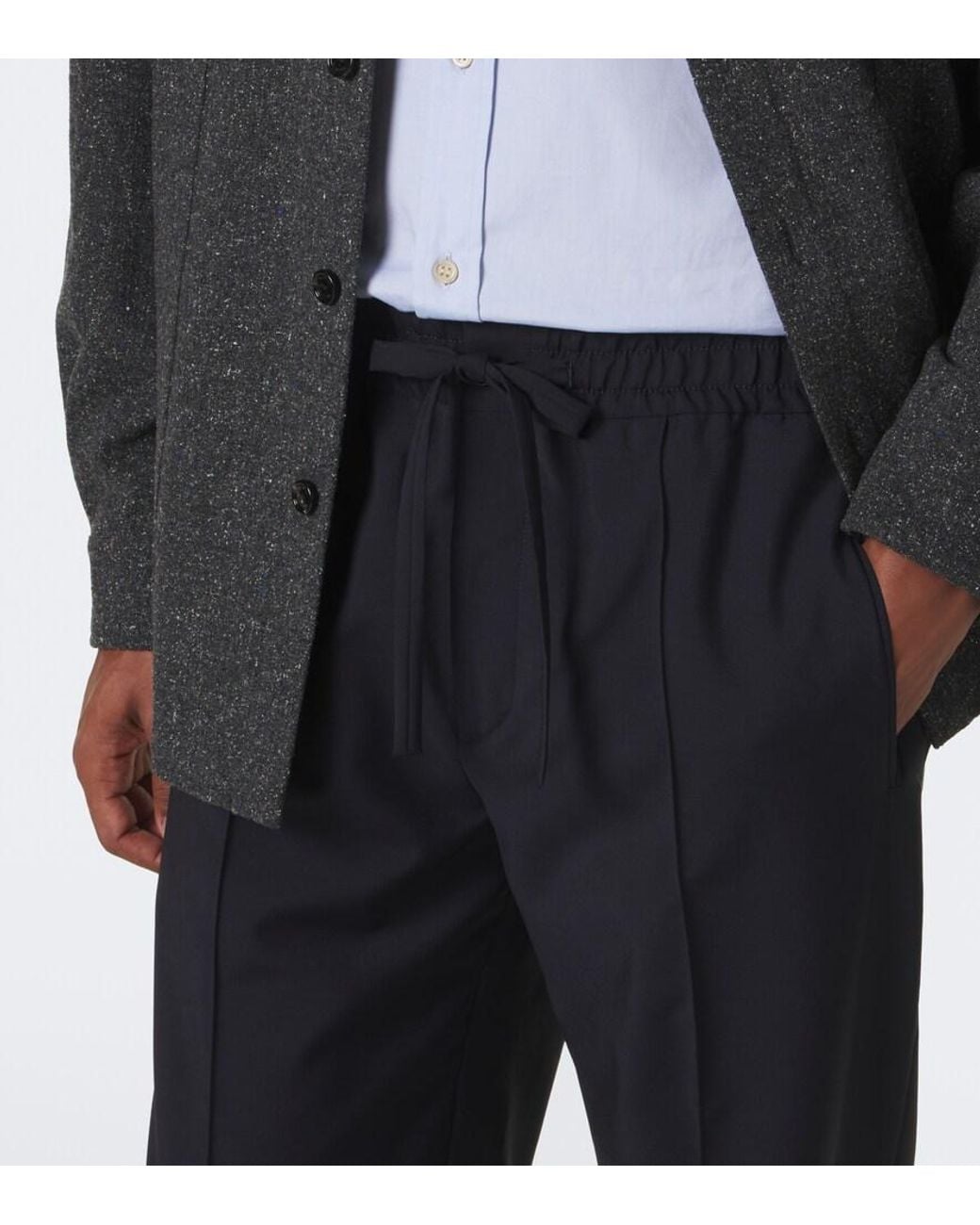 Valentino Garavani Blue Wool And Mohair Straight Pants for men