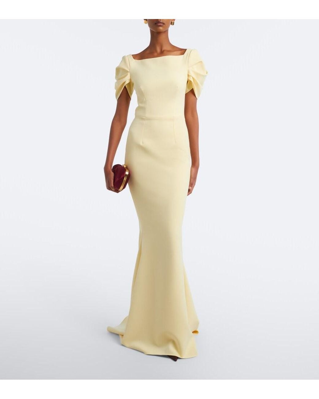 Safiyaa Metallic Ivon Draped Crepe Gown