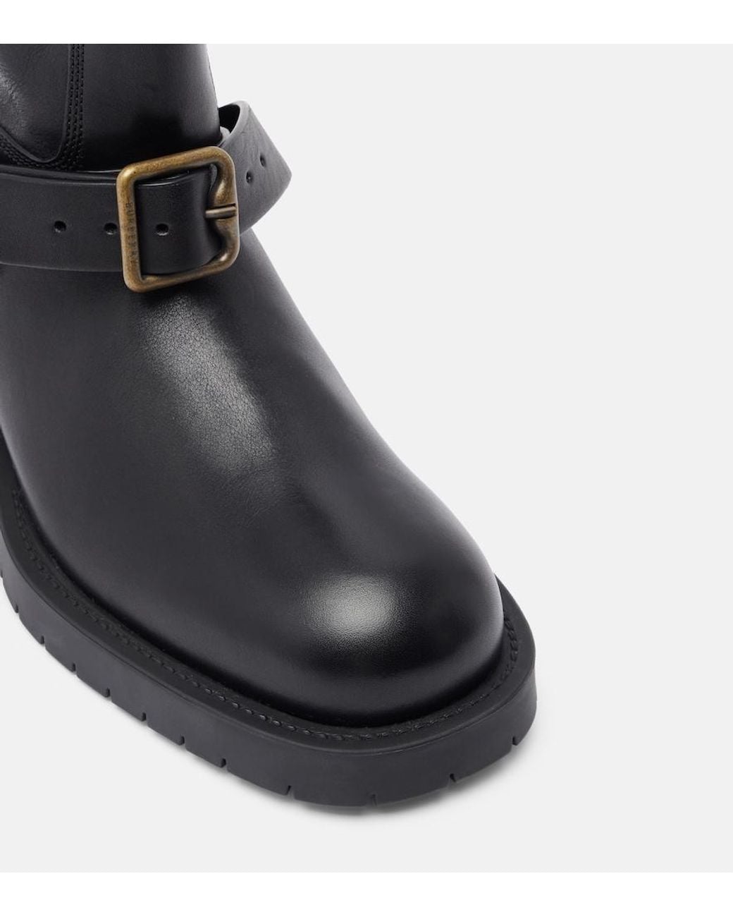 Burberry Black Soft Saddle Leather Mid-Calf Boots