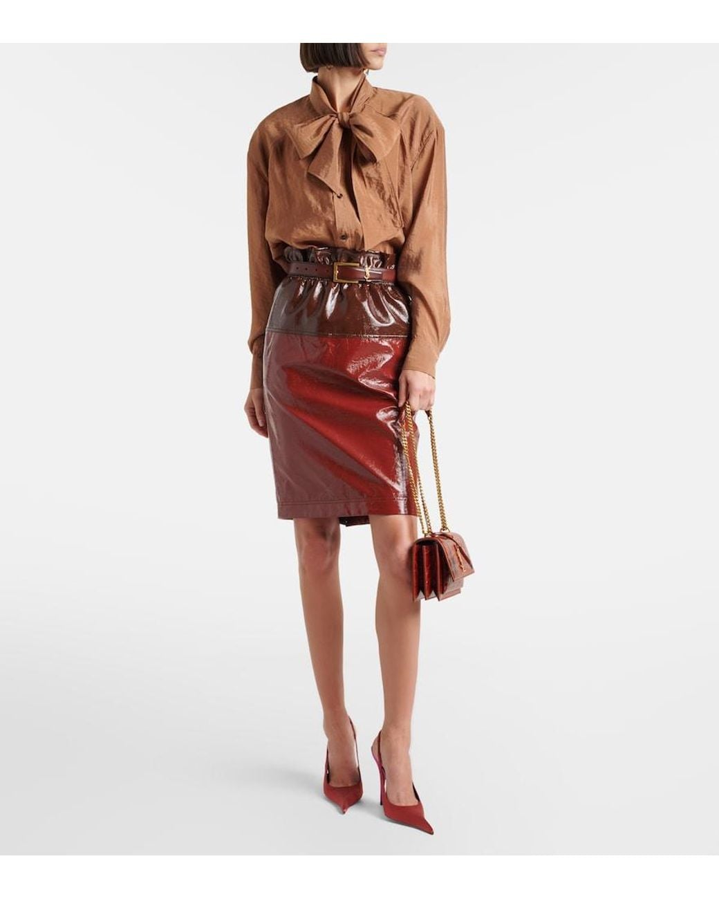 Saint Laurent Red Sunset Small Leather Crossbody Bag