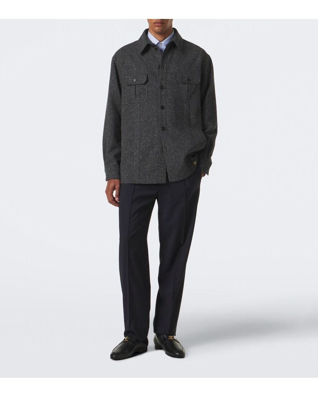 Valentino Garavani Blue Wool And Mohair Straight Pants for men