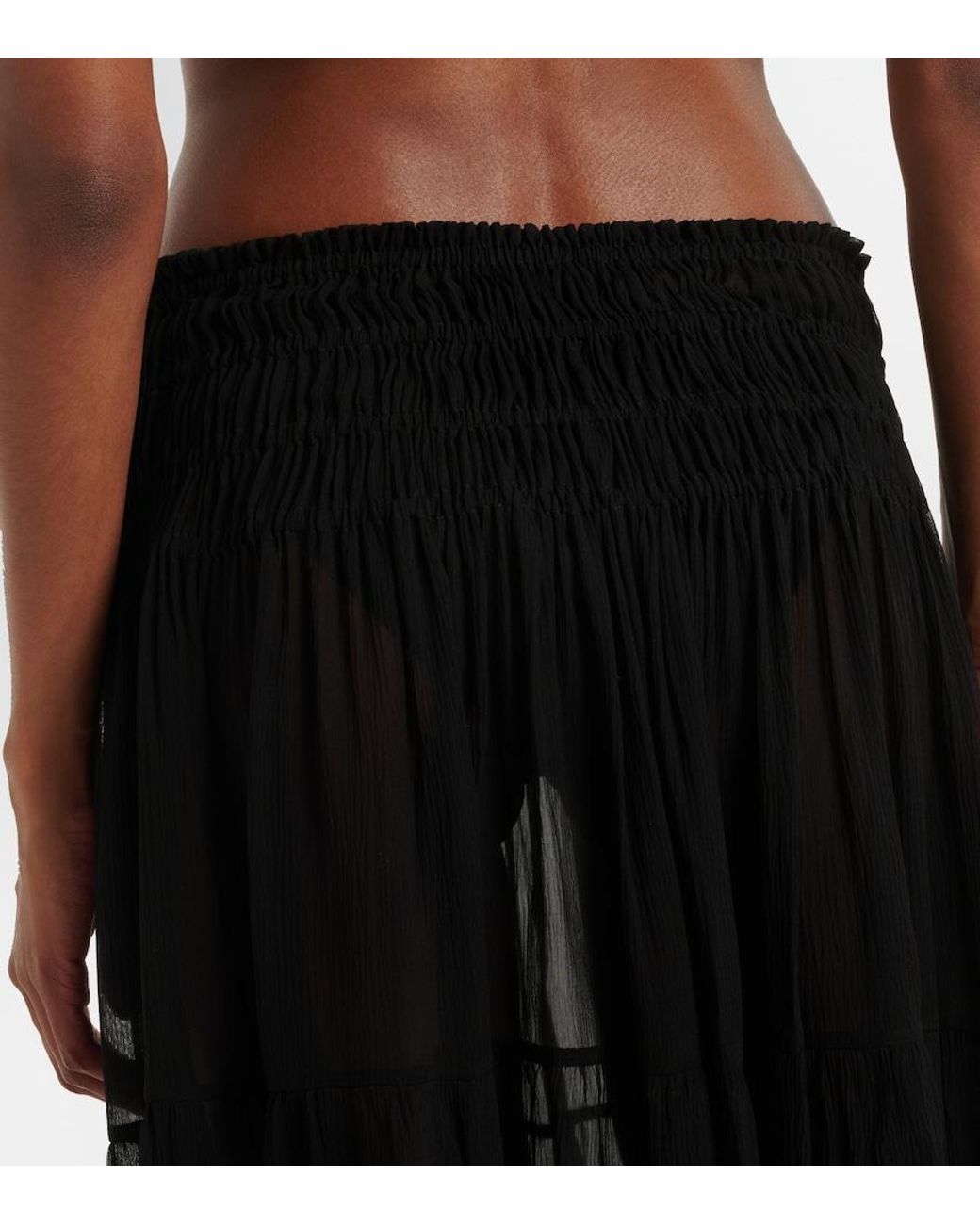 Eres Black Irresistible Silk Chiffon Maxi Skirt