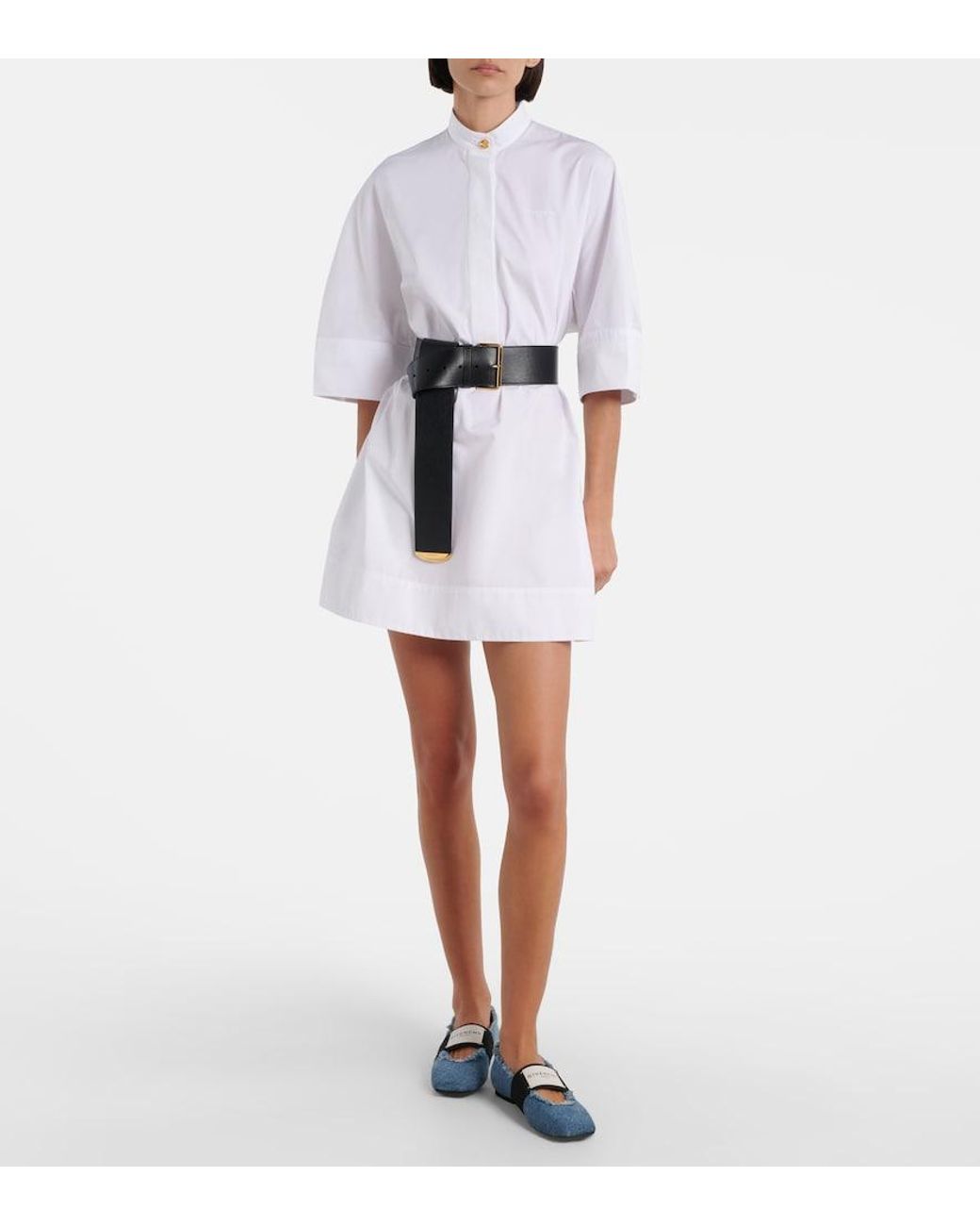 Givenchy Blue Sliced Square Denim Ballet Flats