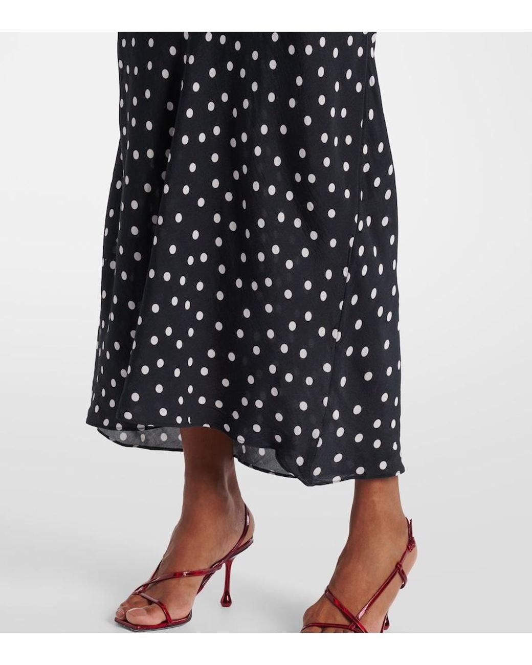 Rixo Black Iggy Polka-Dot Maxi Dress