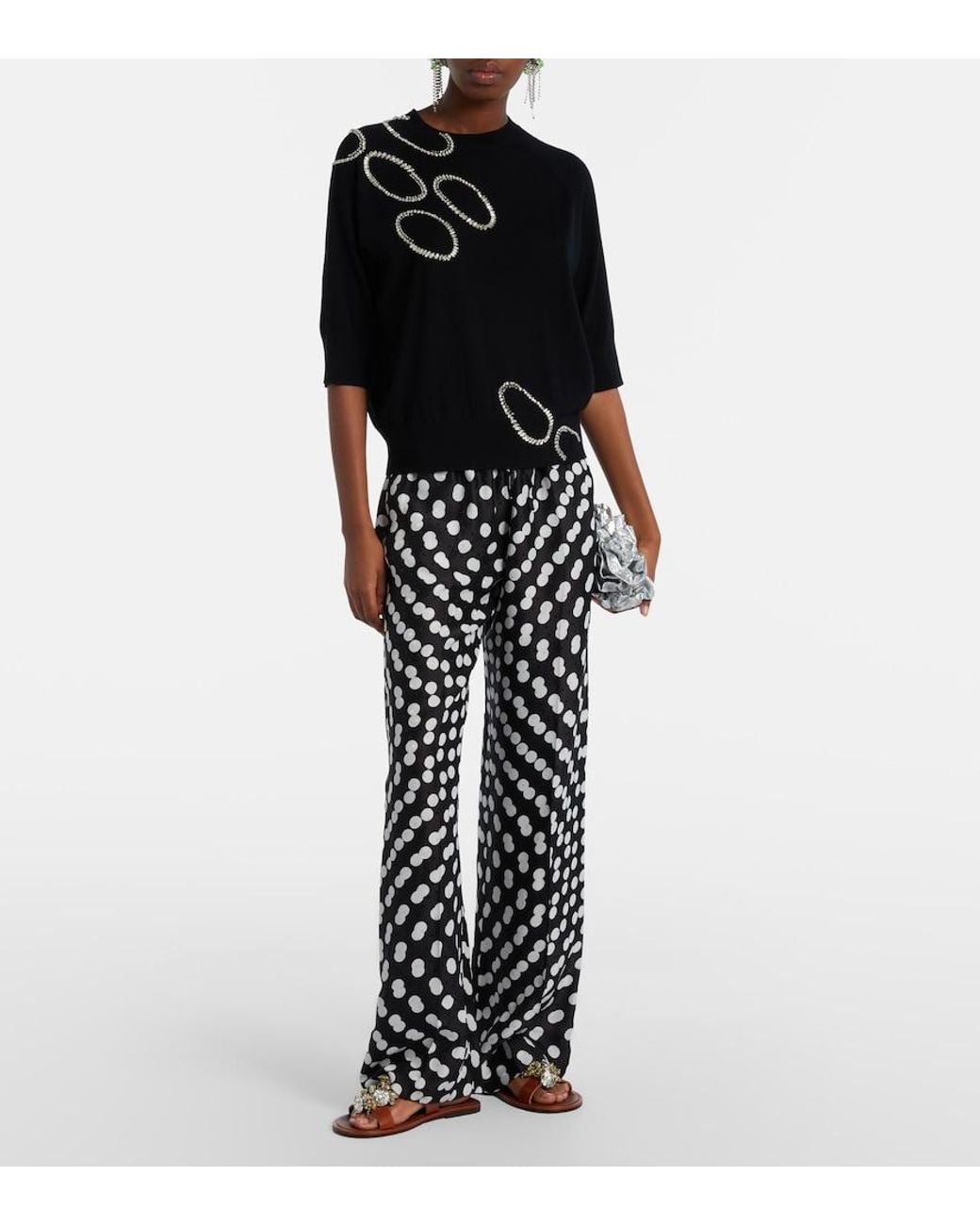 Dries Van Noten Black Embellished Wool Sweater