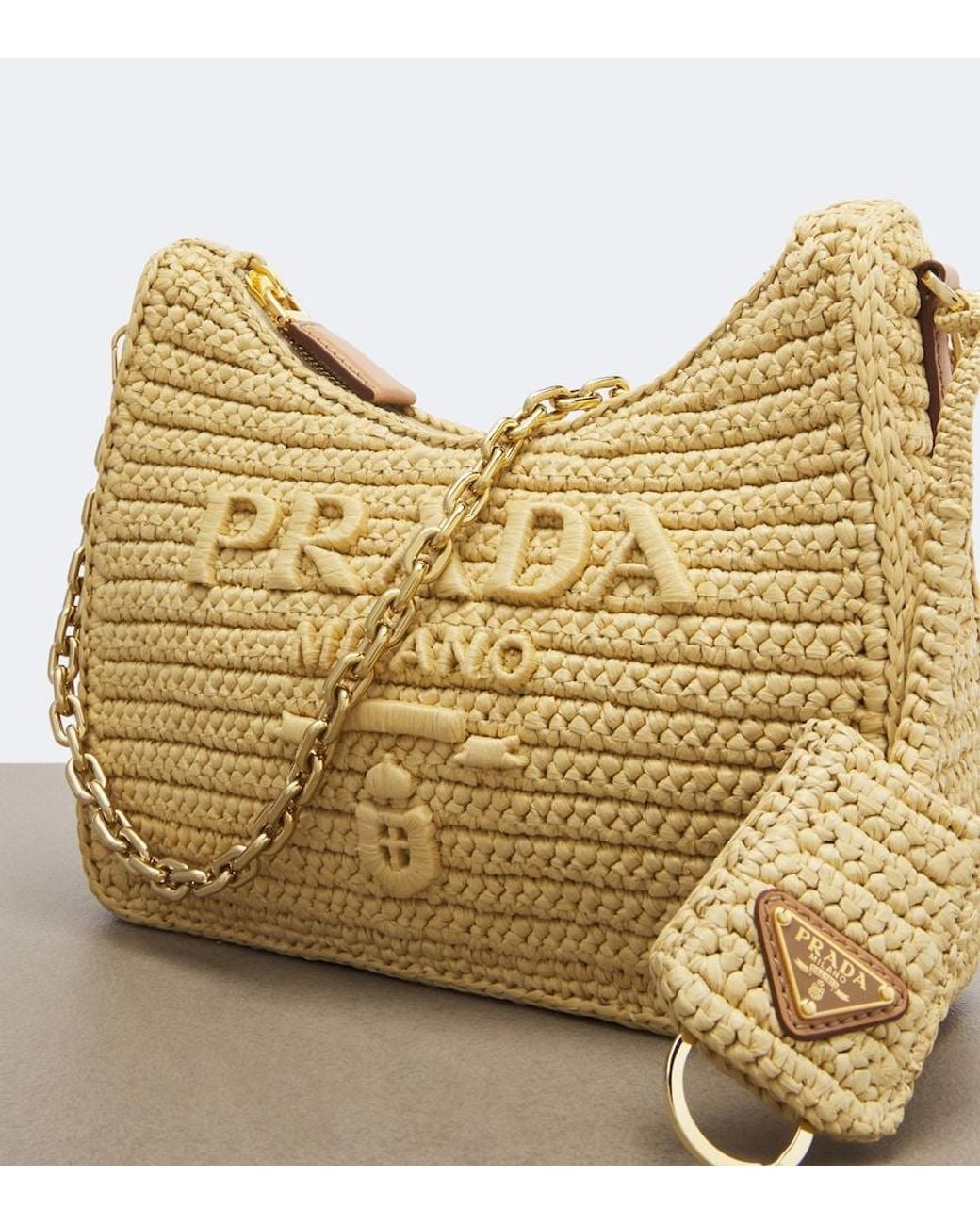 Prada Natural Re-Edition 2005 Mini Raffia-Effect Shoulder Bag
