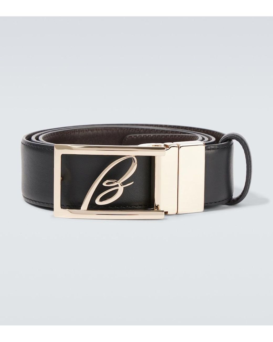 Brioni Black Logo Leather Belt for men