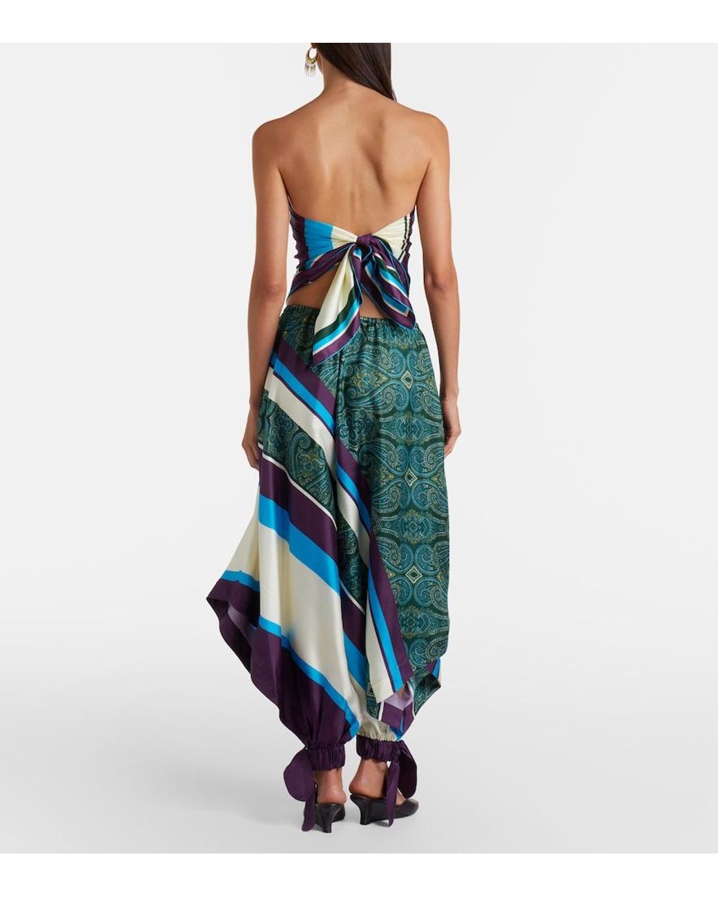 ALÉMAIS Blue Joni Printed Silk Twill Balloon Pants