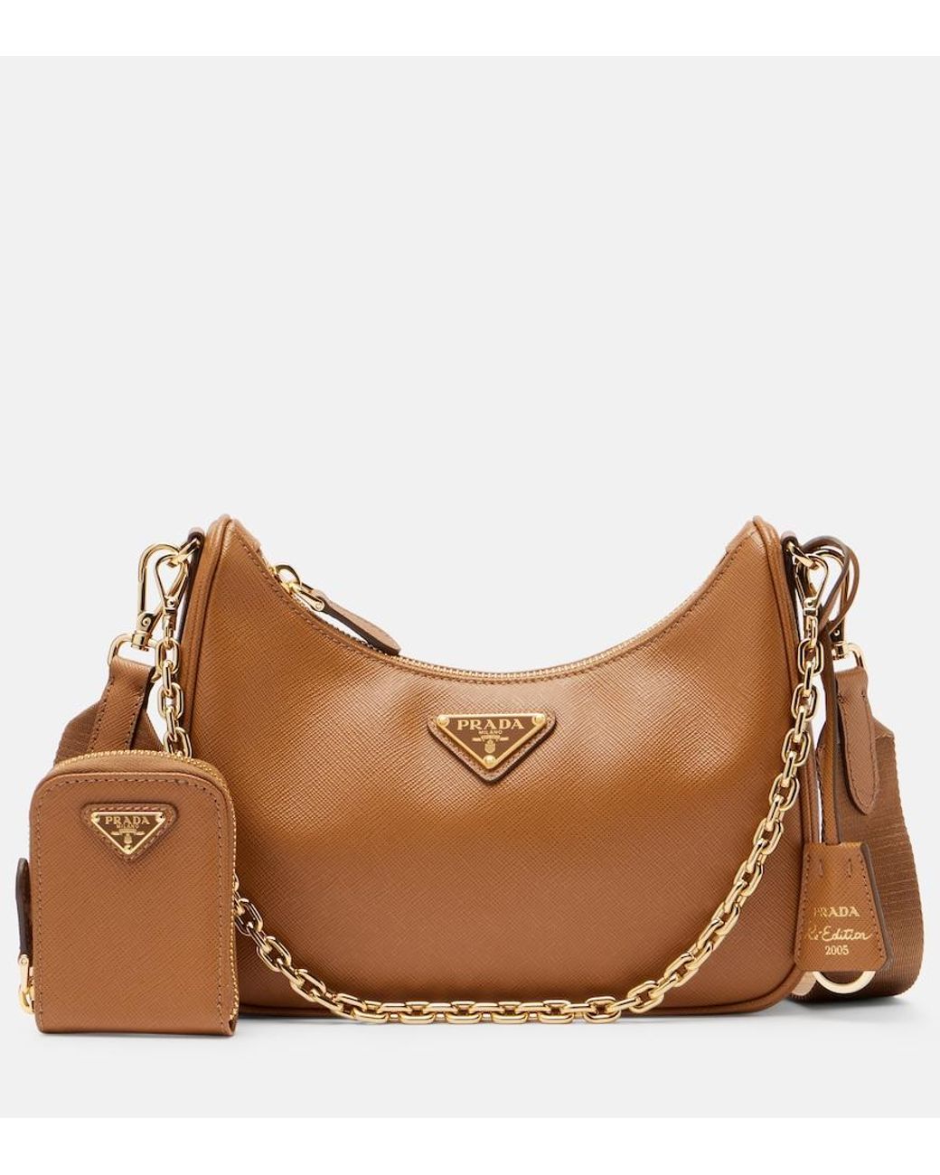 Prada Brown Re-Edition 2005 Small Leather Shoulder Bag