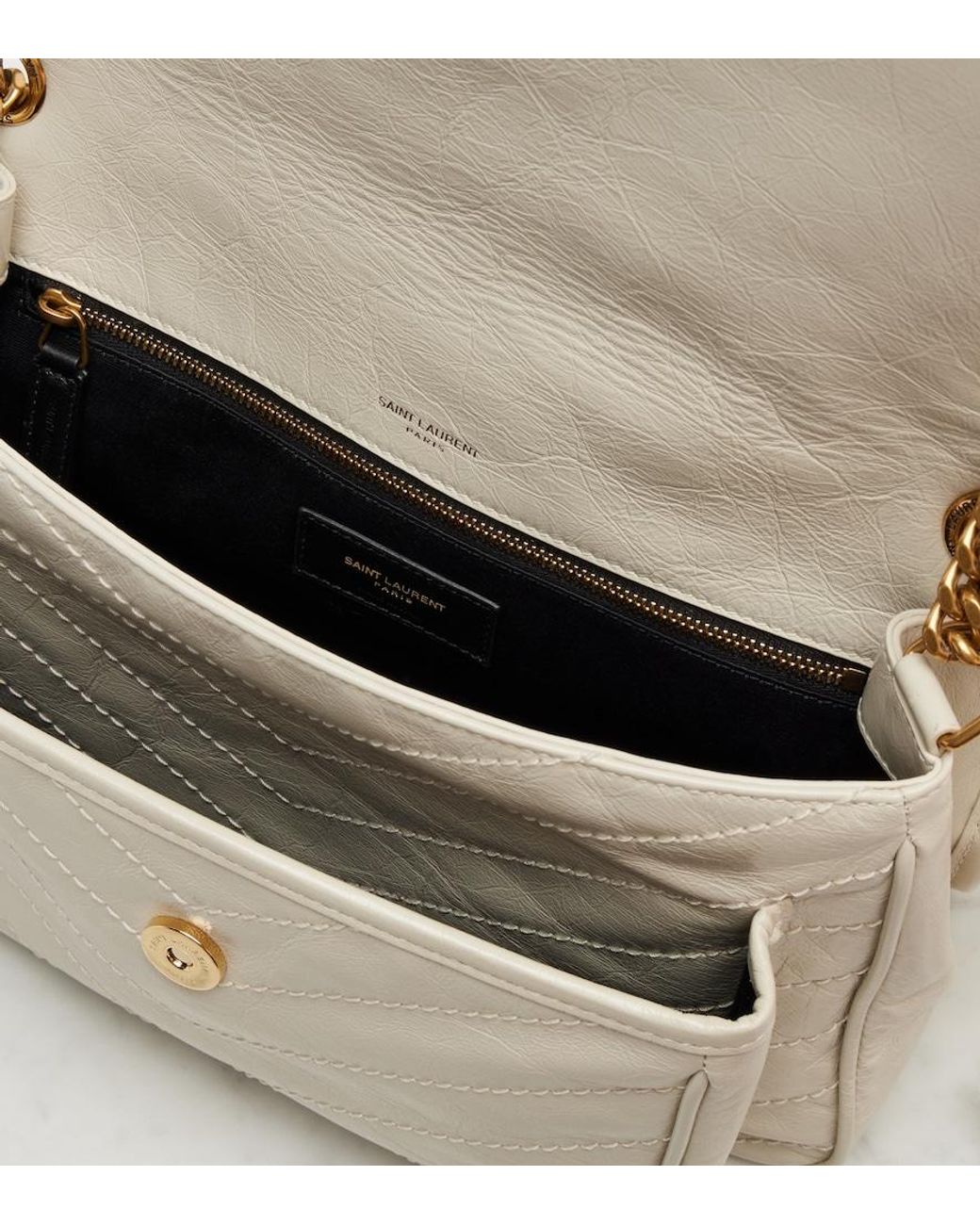 Saint Laurent White Niki Medium Leather Shoulder Bag