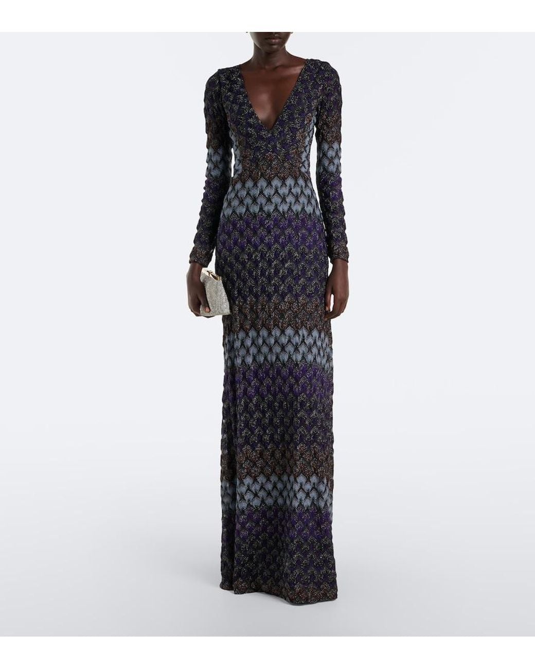 Missoni Blue Knitted Lame Gown