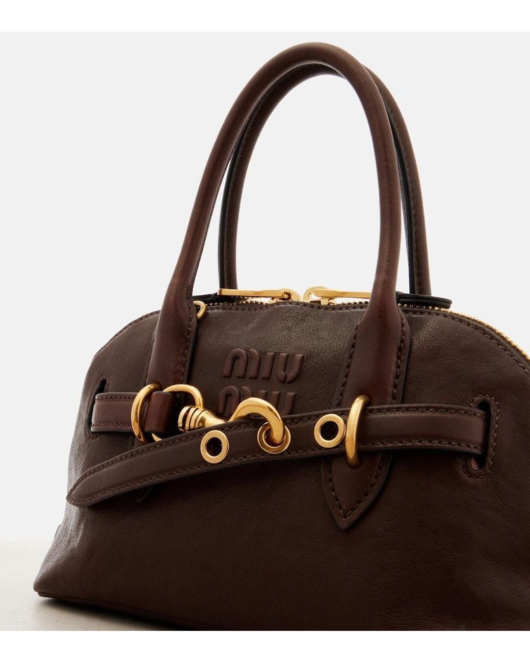 Miu Miu Brown Aventure Leather Tote Bag