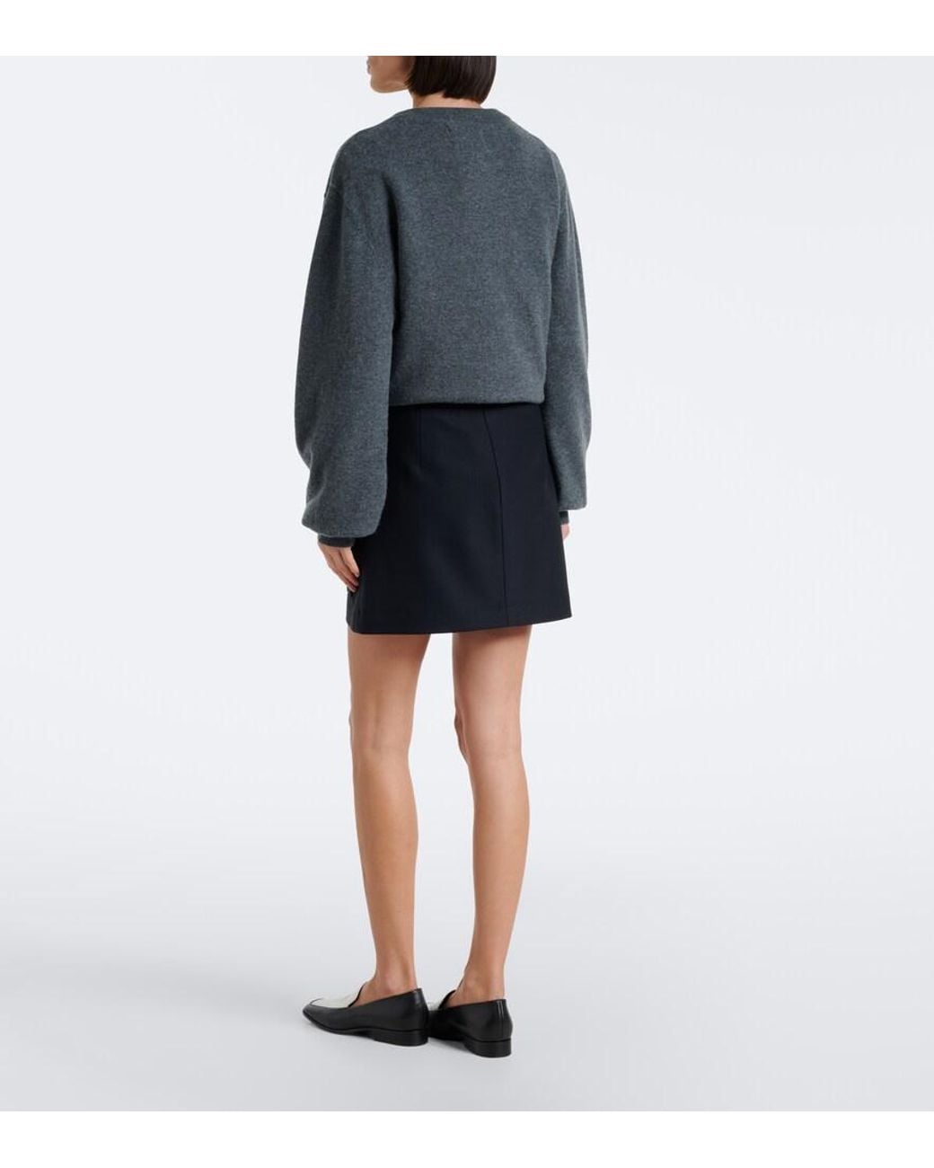 Plan C Black Embellished Wool-Blend Gabardine Miniskirt