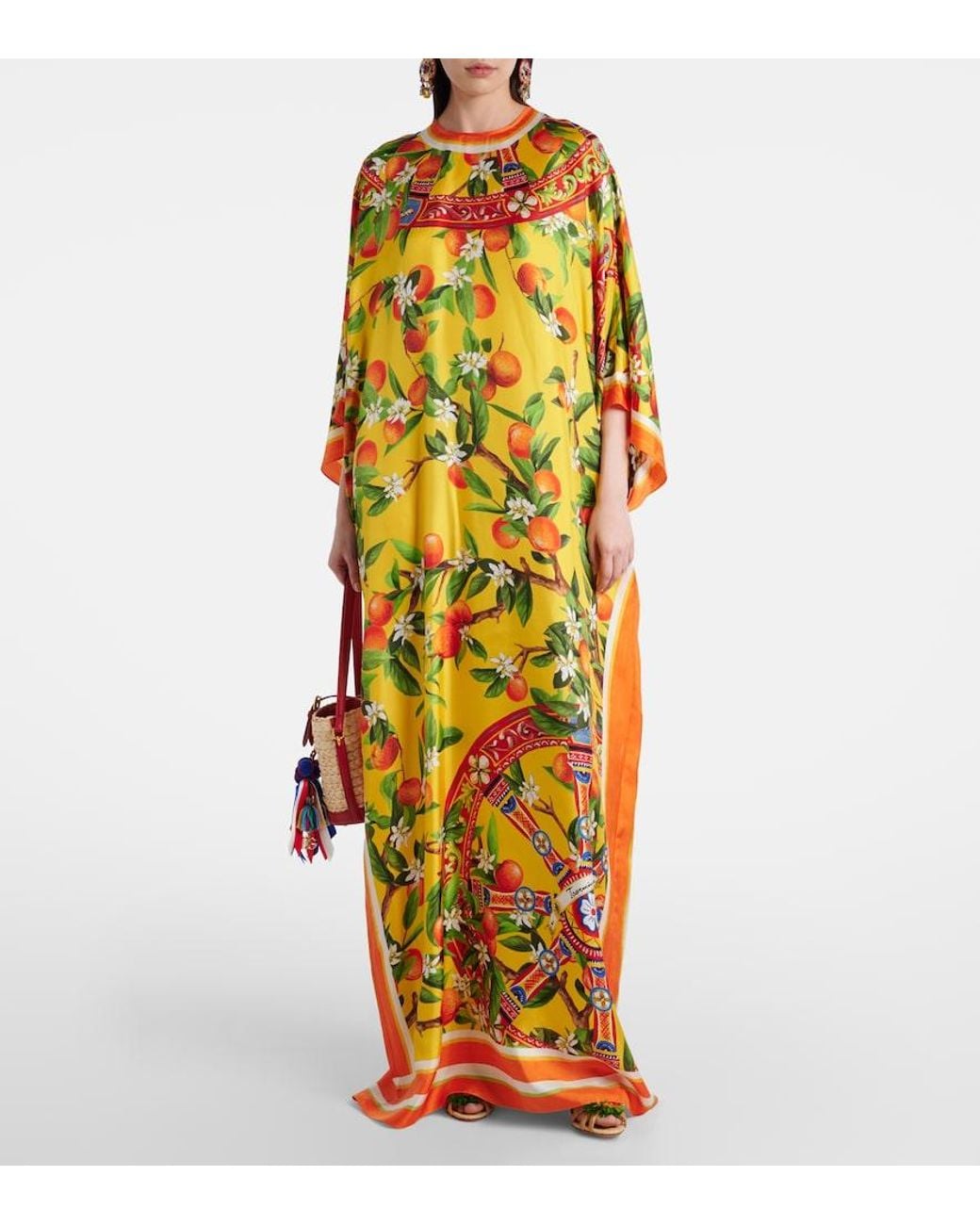 Dolce & Gabbana Yellow Printed Silk Maxi Dress