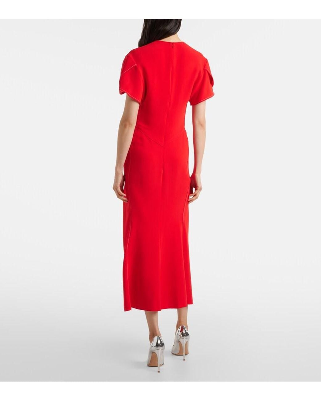 Victoria Beckham Red Cady Maxi Dress