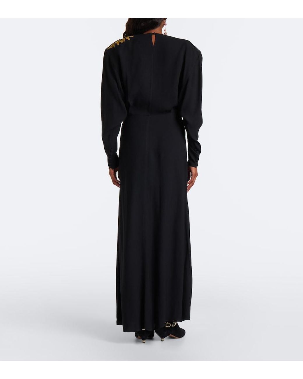 Isabel Marant Black Samsha Embellished Crepe Maxi Dress
