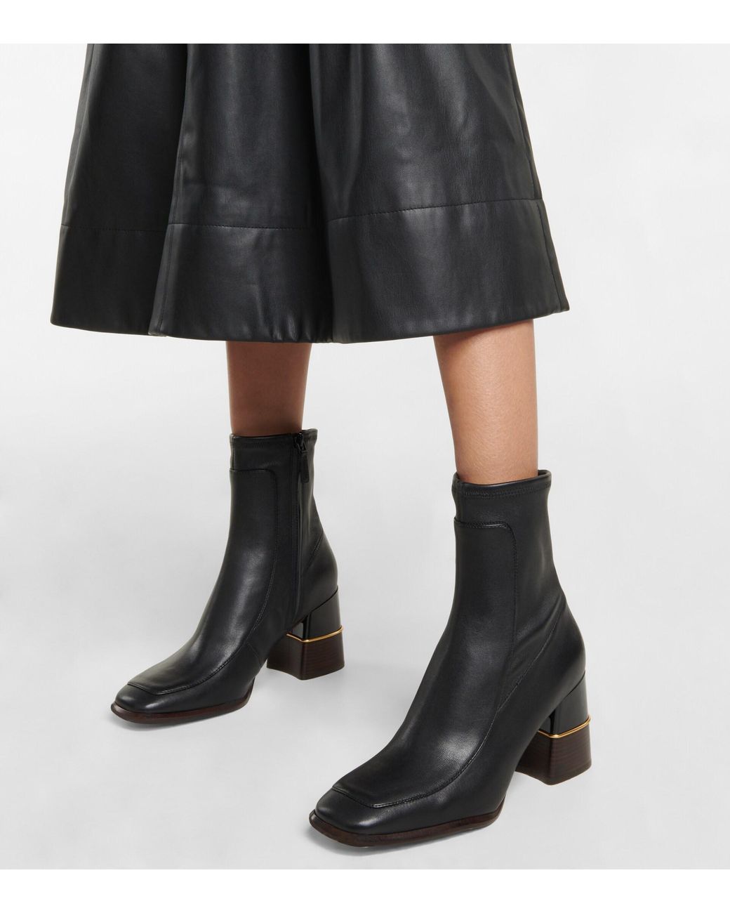 Tory Burch Multi-logo Leather Ankle Boots in Black | Lyst