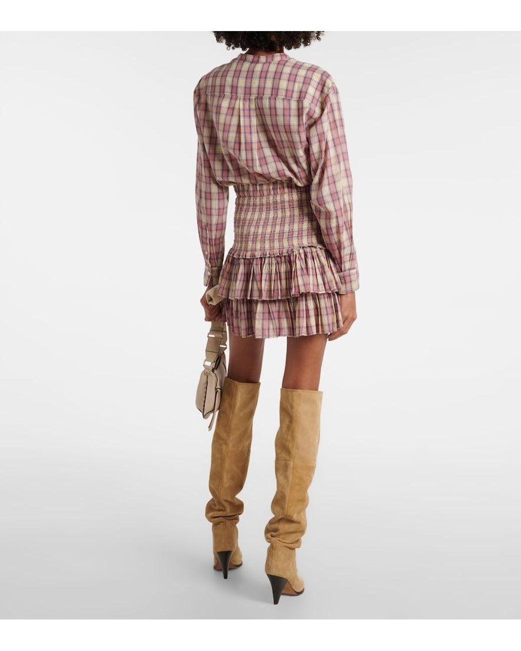 Isabel Marant Natural Naomi Checked Cotton Voile Miniskirt