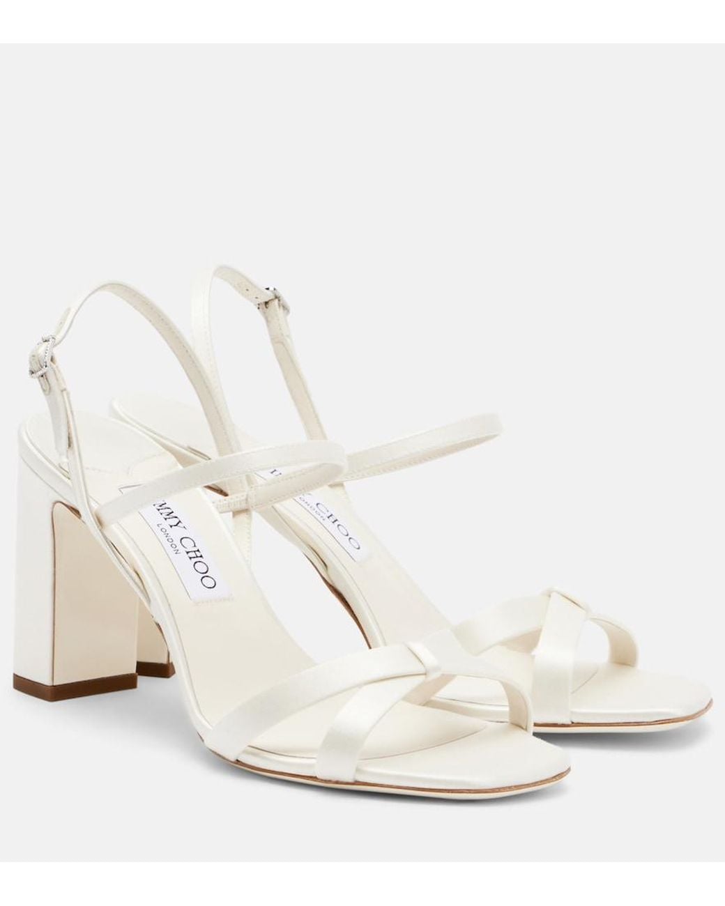 Jimmy Choo White Elsy Satin Slingback Sandals