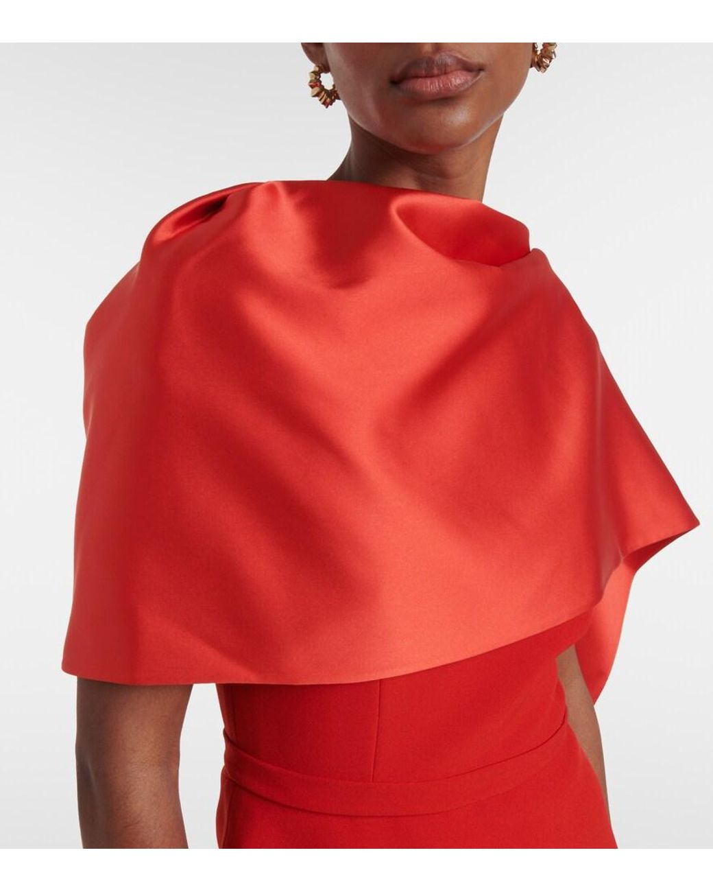 Safiyaa Red Evangelina Caped Crepe Gown